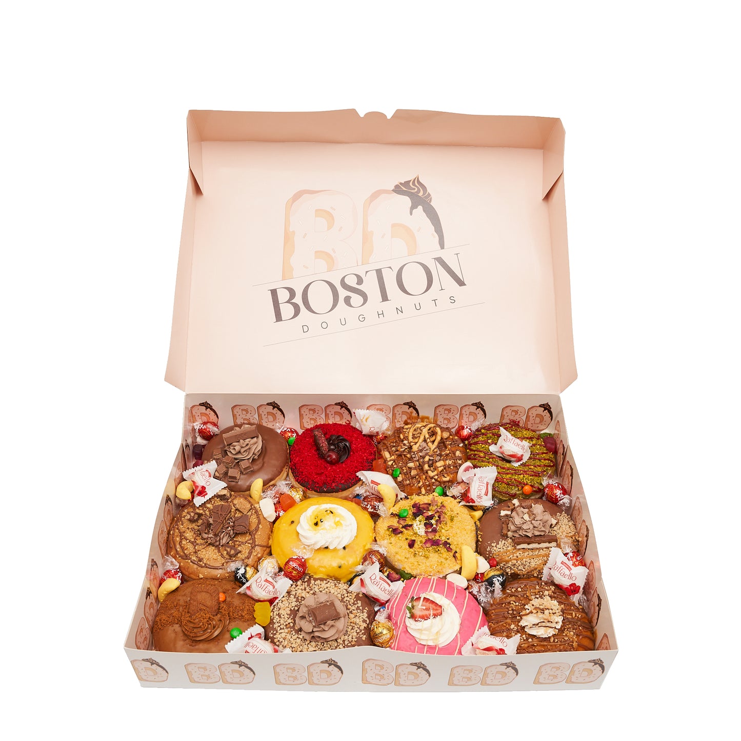 Assorted Doughnut box of 12 with loaded chocolate & lollies